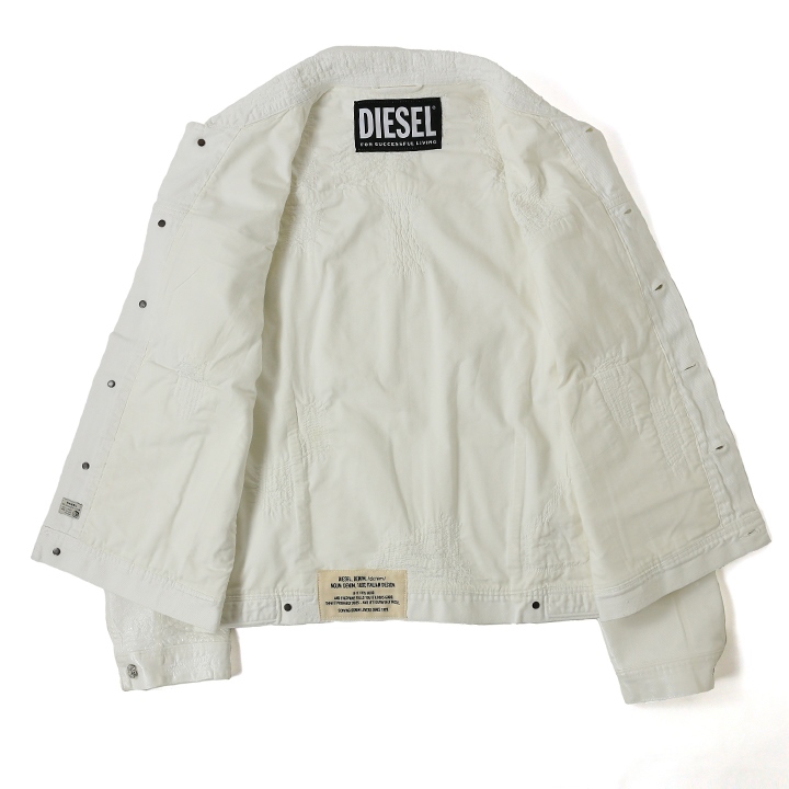 ほぼ新品 定価31,900円 ディーゼル ダメージ加工 ホワイトデニムジャケット 希少Lサイズ DIESEL ダメージ加工 デニムジャケット ホワイト 白
