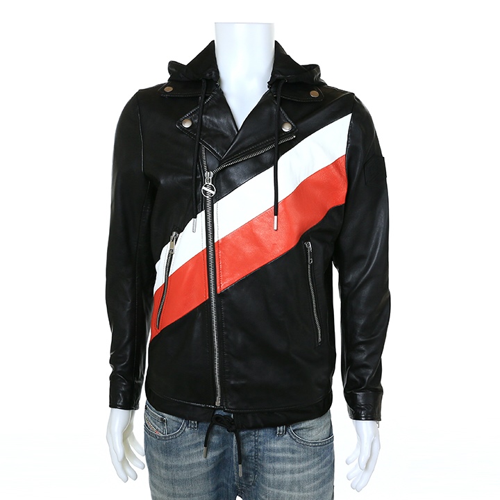 DIESEL（ディーゼル） レザージャケット メンズ 羊革 本革 配色切替