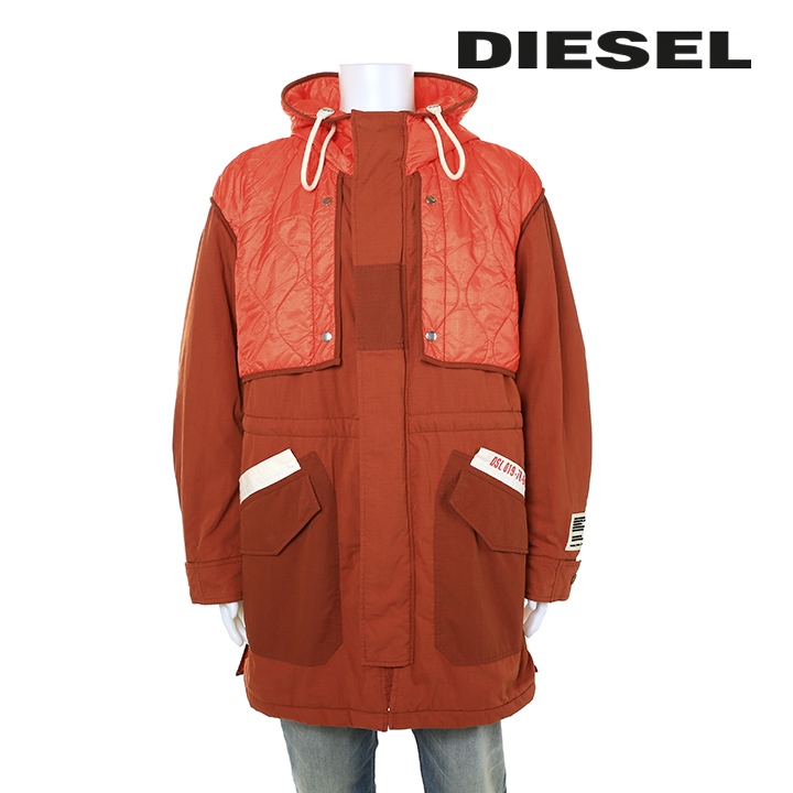 ディーゼル DIESEL ロングコート メンズ 異素材切替 中綿