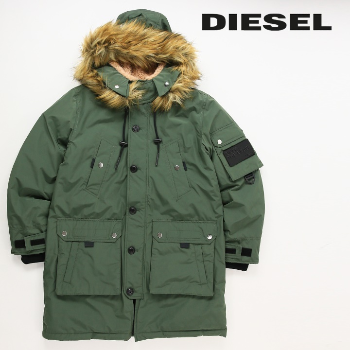 ディーゼル DIESEL 中綿ロングコート メンズ エコファー ボア ジップ