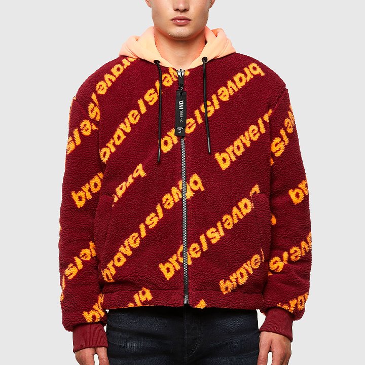 DIESEL ディーゼル 中綿ジャケット メンズ リバーシブル ボア 総柄 W 