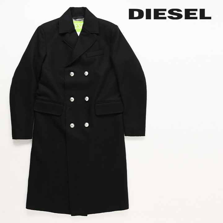 ディーゼル DIESEL ロングコート メンズ サスティナブル グリーンレーベル メタルボタン カットオフ ダブルウールコート W-ODER