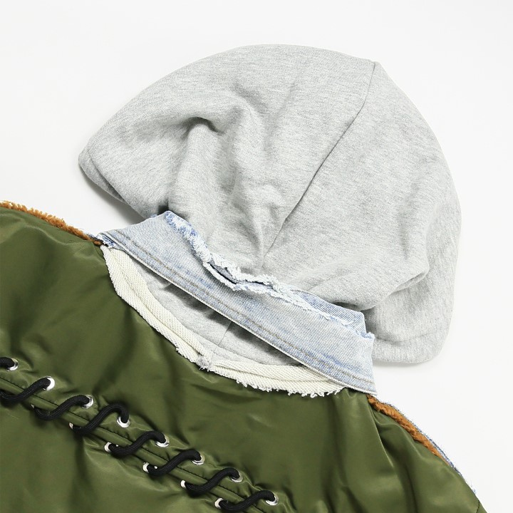 DIESEL（ディーゼル） フードボンバージャケット メンズ レイヤード風