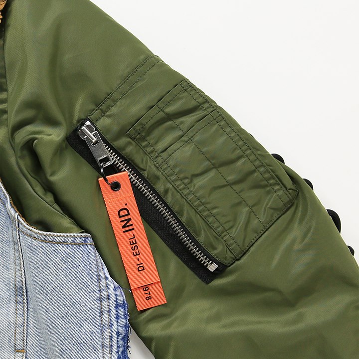 DIESEL（ディーゼル） フードボンバージャケット メンズ レイヤード風
