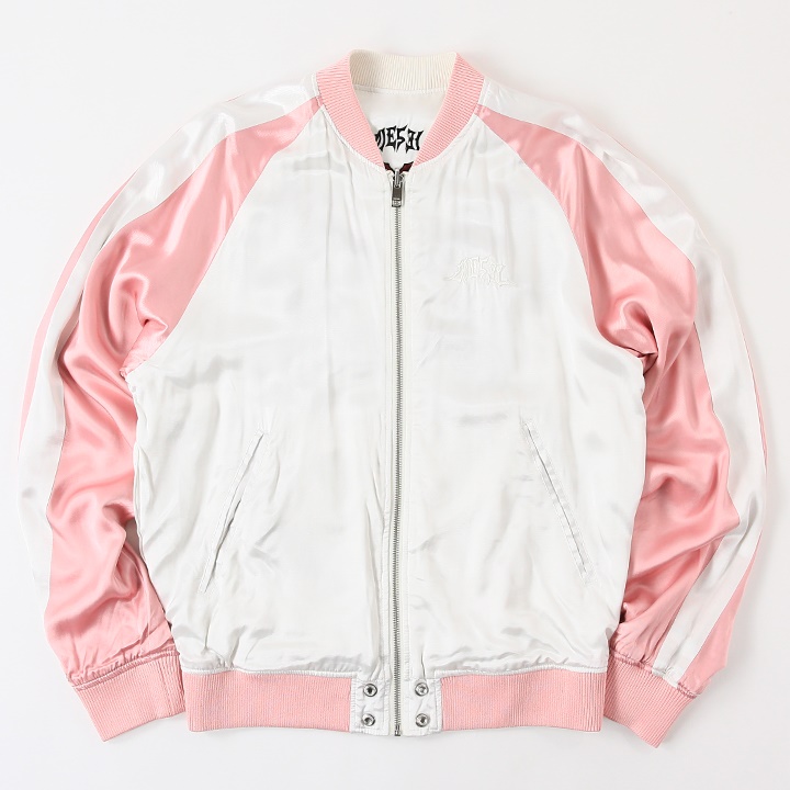 DIESEL ディーゼル ボンバージャケット Dロゴ ダブルジップ サテン 短丈 DIESEL（ディーゼル） ボンバージャケット メンズ レディース 男女兼用
