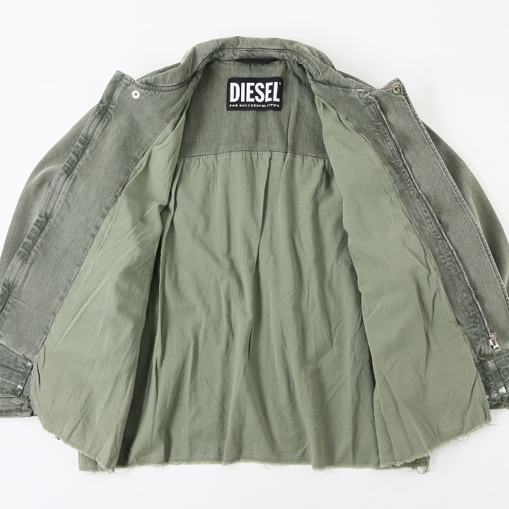 DIESEL グレー デニムジャケット バックジッパー付き