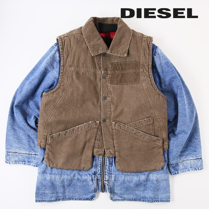 DIESEL（ディーゼル） 中綿デニムジャケット メンズ 着脱可能ベスト