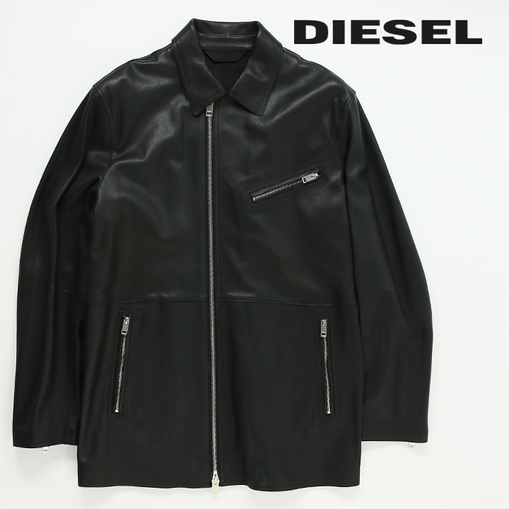 ディーゼル DIESEL レザージャケット メンズ 羊革 本革 フロントジップ ミディアム丈 L-ADER