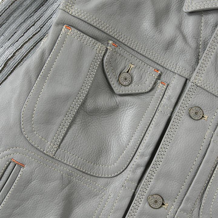 DIESEL ディーゼル レザージャケット メンズ 牛革 本革 ペイント