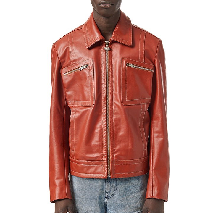 美品 ディーゼル レザージャケット ジップアップ カウレザー DIESEL ディーゼル レザージャケット メンズ 牛革 本革 オーバル