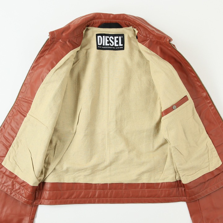 美品 ディーゼル レザージャケット ジップアップ カウレザー DIESEL ディーゼル シープスキンレザージャケット メンズ 羊革