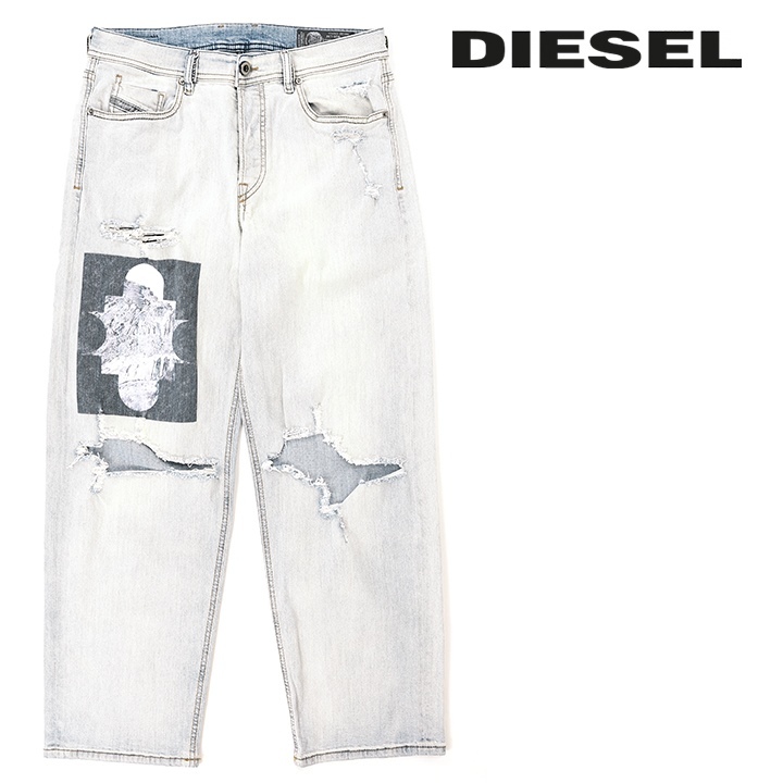 DIESEL ディーゼル クラッシュ ロゴ デニムパンツ W30 ストレート die-m-p-b4-632.jpg