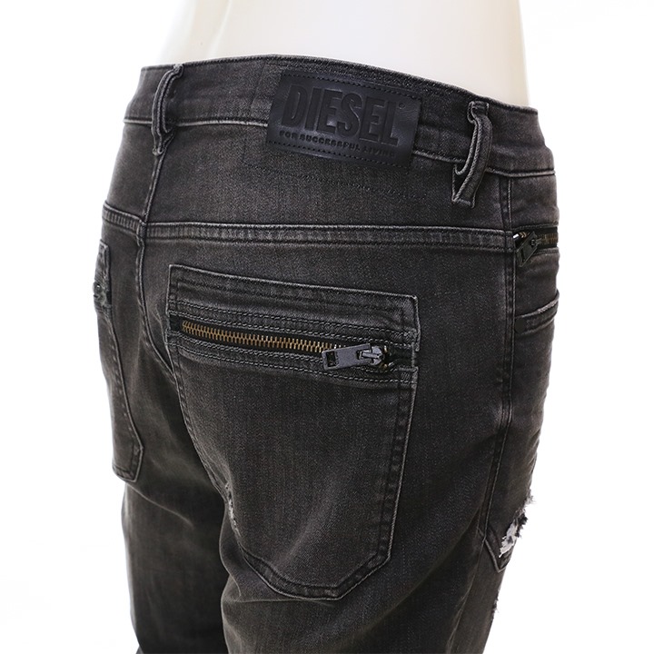 DIESEL（ディーゼル） ブラックデニム ジーンズ パンツ メンズ 裾