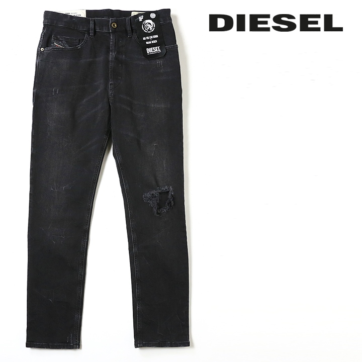 ディーゼル DIESEL ブラックデニム ジーンズ パンツ メンズ デストロイ