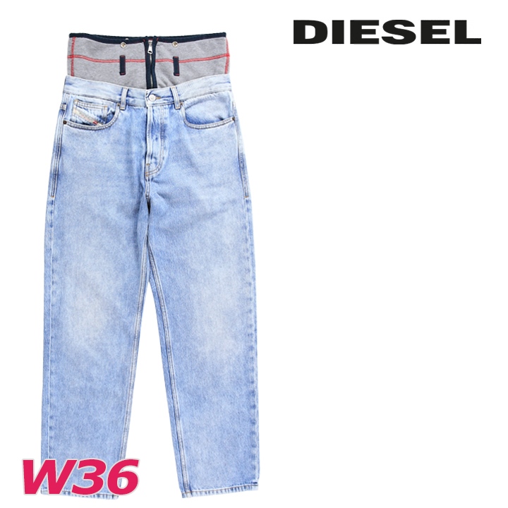 DIESEL>>D-パラ-ショート-FSF ルーズフィット ジーンズ DIESEL (ディーゼル) ルーズフィット ストレート デニム