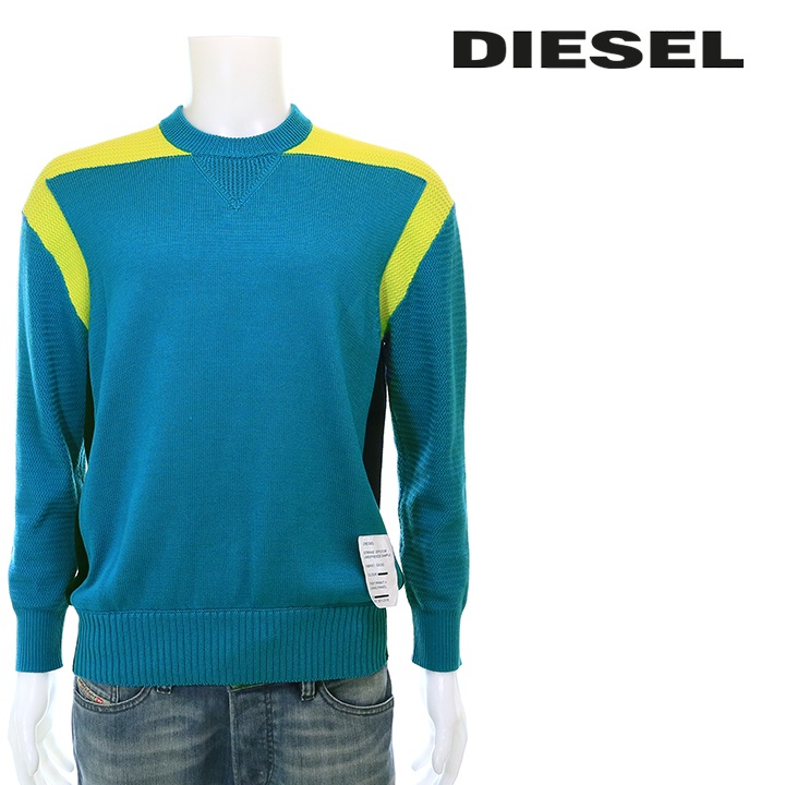 DIESEL ディーゼル　メンズ　コットンニットセーター　M DIESEL ディーゼル コットンニットセーター メンズ ダメージ加工