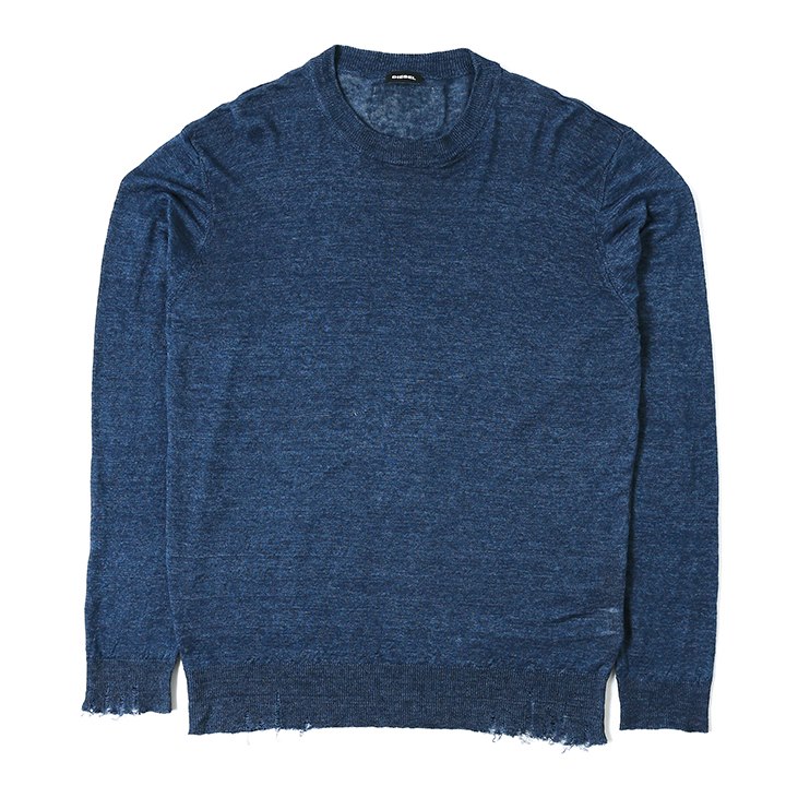 DIESEL（ディーゼル） リネンニットセーター メンズ ダメージ加工 薄手