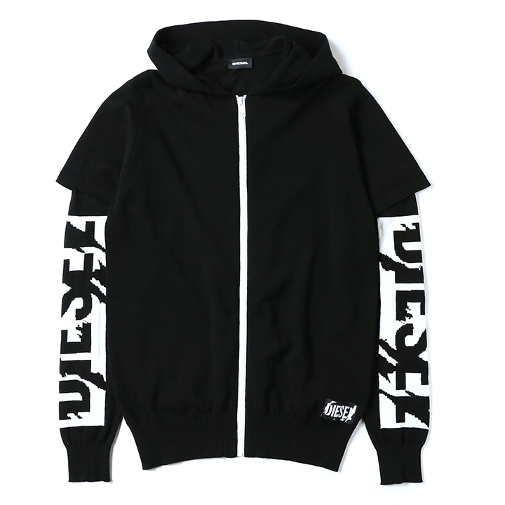 DIESEL ディーゼル ニットパーカー メンズ フェイクレイヤード