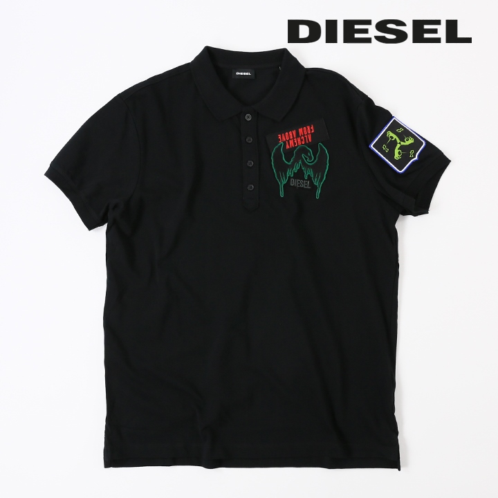 ディーゼル DIESEL 半袖ポロシャツ メンズ ワッペン装飾 コットン