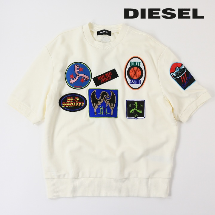 ディーゼル DIESEL 半袖スウェットシャツ トレーナー メンズ クルーネック ワッペン コットン S-MAGGY-SH-PATCH