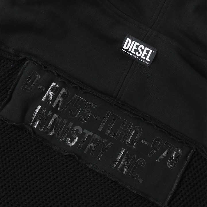 ディーゼル DIESEL 長袖メッシュニットパーカー メンズ バック