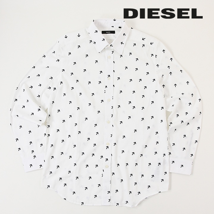 ディーゼル DIESEL コットンシャツ メンズ 総柄 矢印柄 プリント 長袖