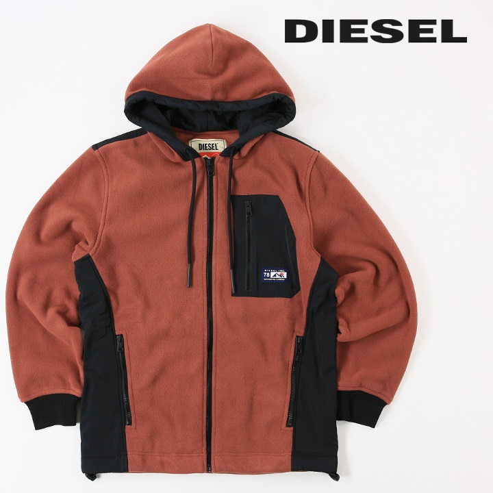 DIESEL（ディーゼル） ジップアップパーカー メンズ フリース 切替 