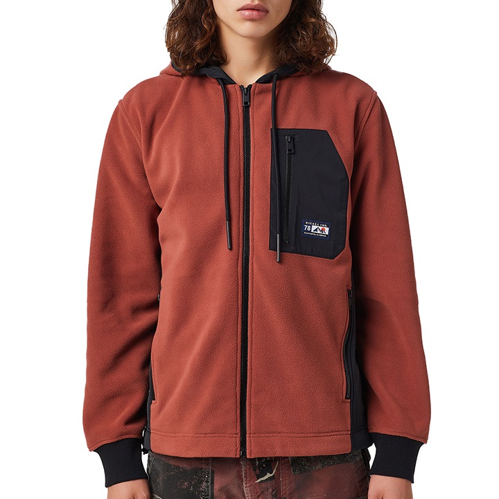 DIESEL ディーゼル ジップアップパーカー メンズ フリース 切替