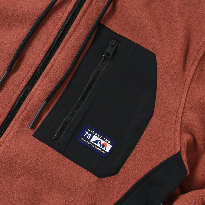 DIESEL ディーゼル ジップアップパーカー メンズ フリース 切替