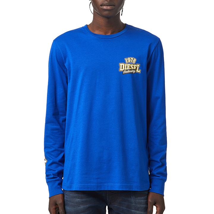 関税送料込【DIESEL】Tシャツ☆マルチカラー ロゴ 柄入り 長袖 DIESEL ディーゼル 長袖Tシャツ カットソー メンズ ロゴプリント