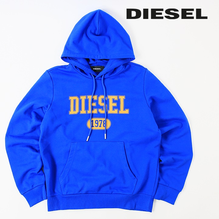 ディーゼル DIESEL スウェットパーカー メンズ ヒビ割れ加工 ロゴプリント プルオーバー フードパーカー S-GINN-HOOD-K25