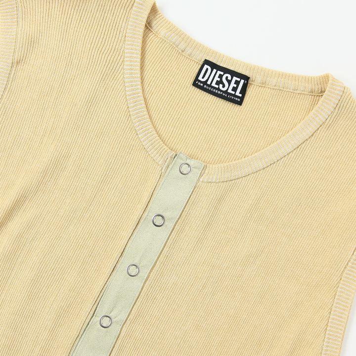 DIESEL ベージュ タンクトップ ニット ノースリーブ DIESEL ディーゼル サマーニットタンクトップ メンズ スウェード
