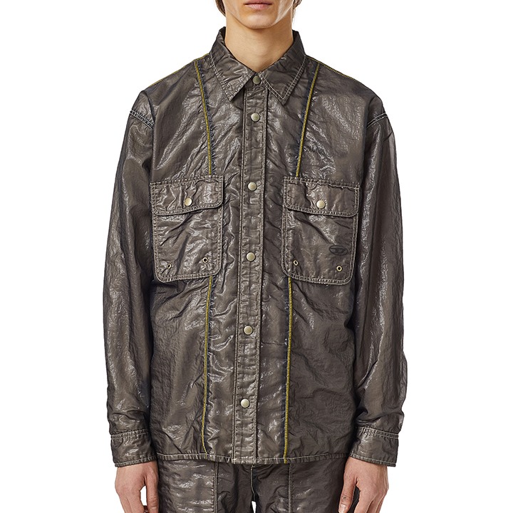 DIESEL ディーゼル／美品　シースルー　シアー　ロングシャツ　ジャケット DIESEL ディーゼル 長袖シャツ メンズ シースルーオーガンジー