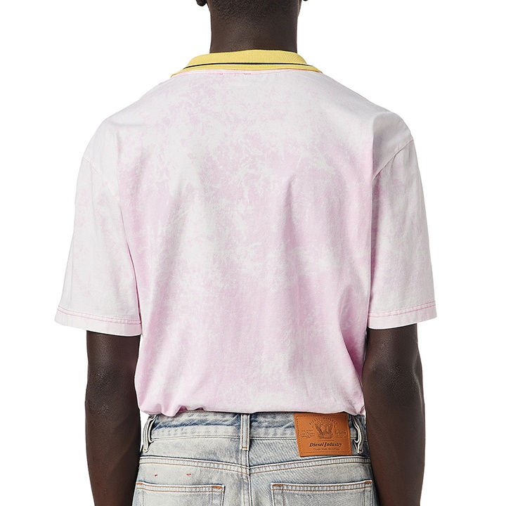 【最終価格　新品】DIESELディーゼルオレンジタイダイラメ入リブ半袖カットソー 新品】DIESELディーゼルオレンジタイダイラメ入リブ半袖カットソー