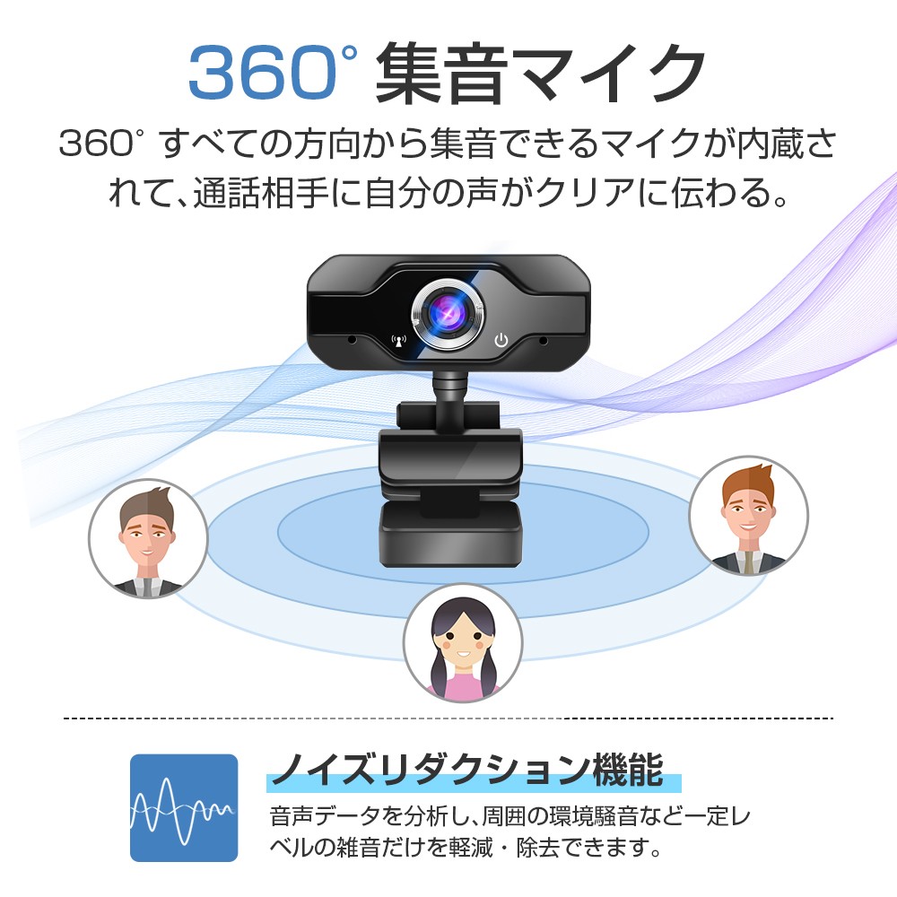 ウェブカメラ マイク内蔵 1080P 30FPS 500万画素 PCカメラ webカメラ