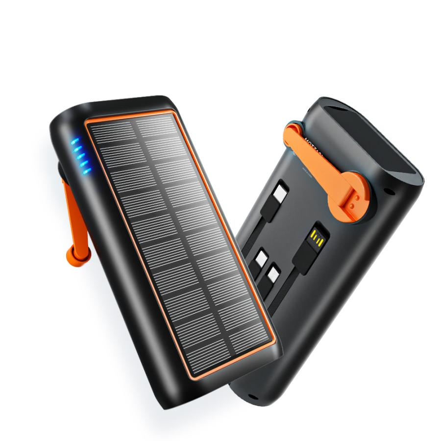 ソーラーモバイルバッテリー61200mAh 大容量 モバイルバッテリー 急速充電対応 最大3.0A 5台同時充電 ケーブル内蔵 手回し充電 LEDライト搭載 アウトドア 防災用 | ブランド登録なし | 01