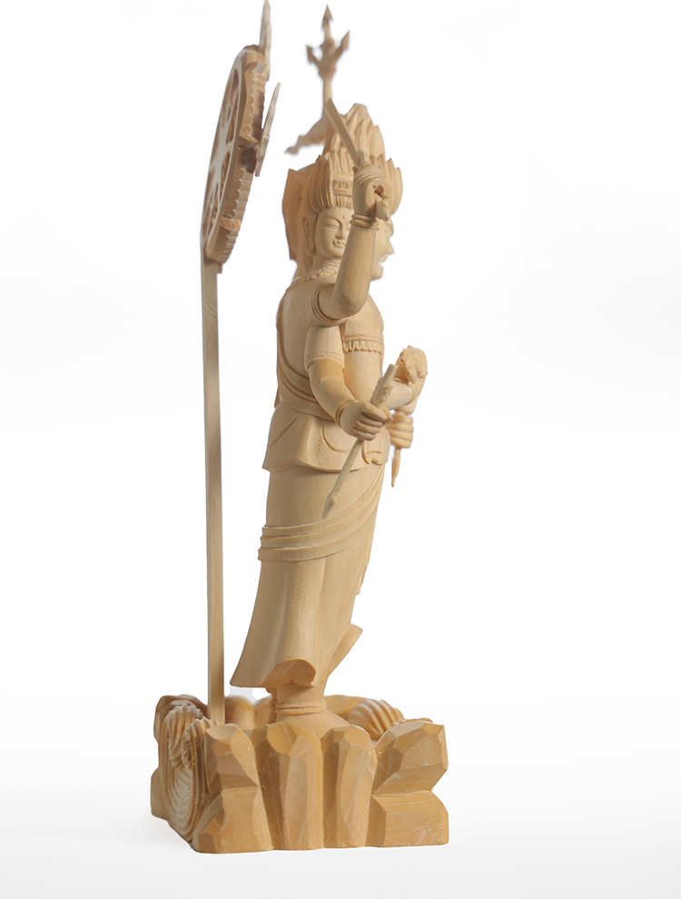 三宝荒神 仏像 木彫り 仕様：無垢 / 素材：桧（置物） : ki-1844 