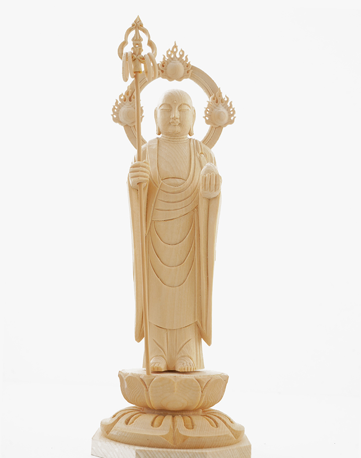 地蔵菩薩 木彫り 仏像 仕様：無垢 / 素材：桧(縁起物,置物,お地蔵様