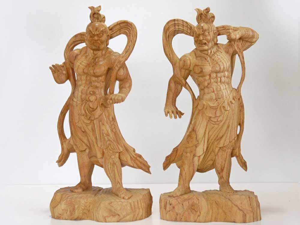 木彫り 仏像 仁王像 金剛力士 返品交換不可 素材 けやき 一刀彫