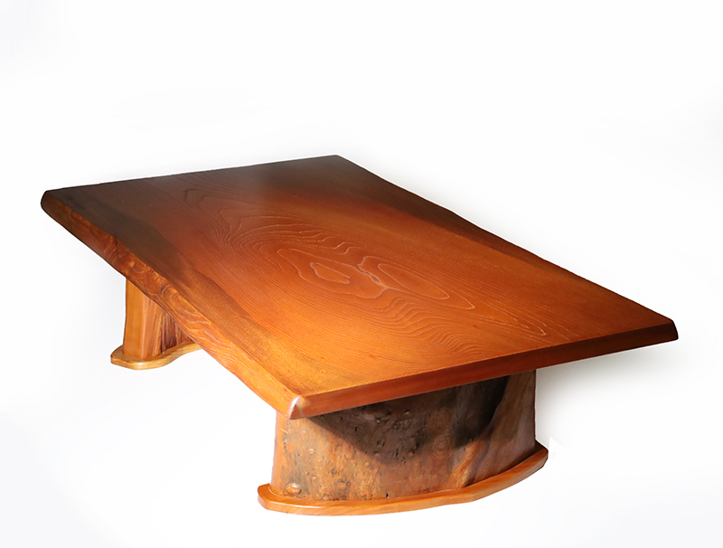 テーブル 座卓 一枚板 仕様：無垢 / 素材：けやき（無垢 木目 年輪 