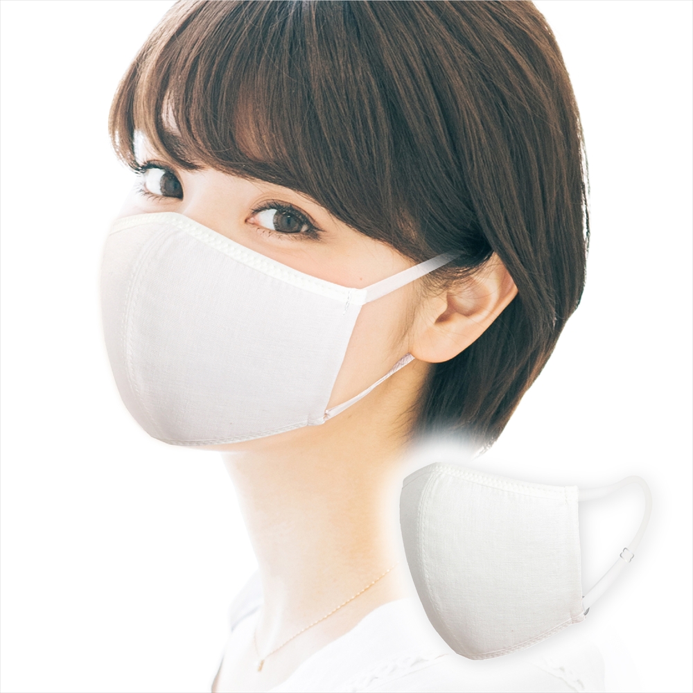 小顔の方にピッタリ、やや小さめサイズ 2枚入り 表綿100％ガーゼ 裏 接触冷感繊維 UVカット 洗える３Dマスク  肌にやさしい 耳が痛くない紐 長さ調節可  T-85 |  | 02