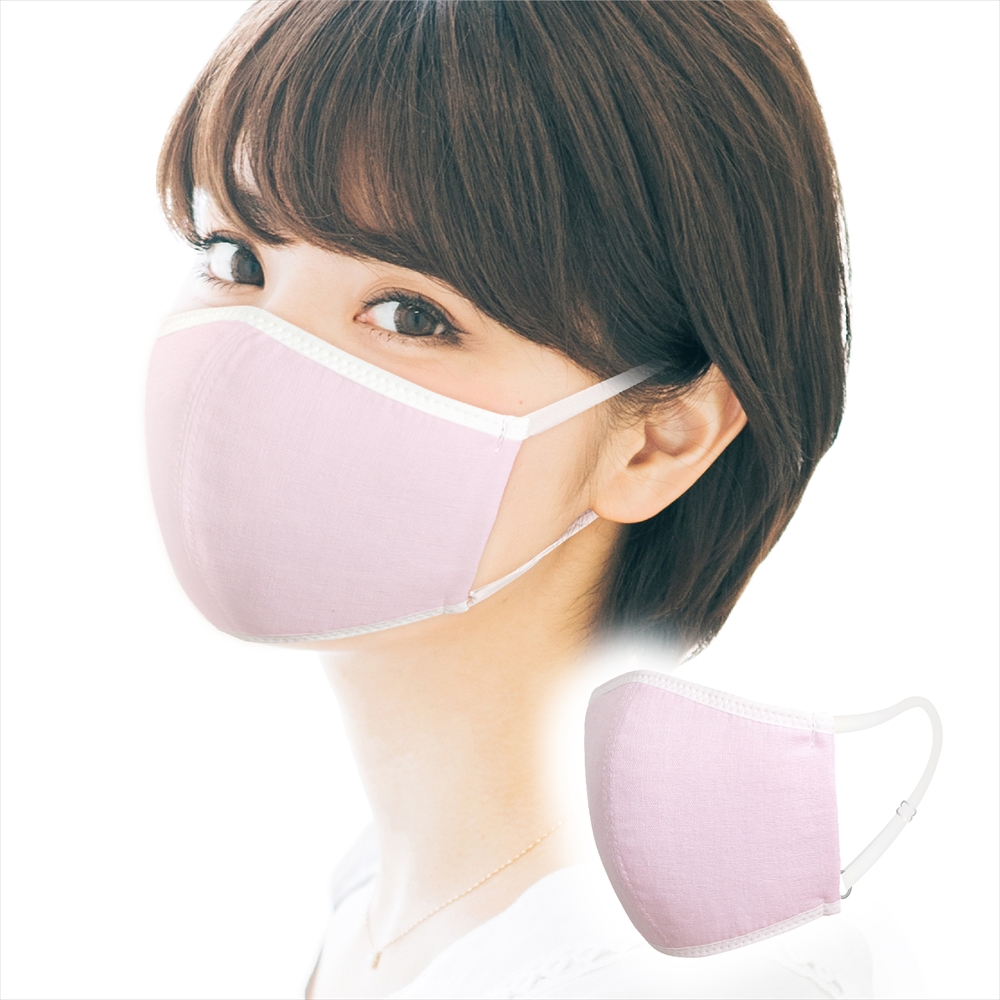 小顔の方にピッタリ、やや小さめサイズ 2枚入り 表綿100％ガーゼ 裏 接触冷感繊維 UVカット 洗える３Dマスク  肌にやさしい 耳が痛くない紐 長さ調節可  T-85 |  | 03