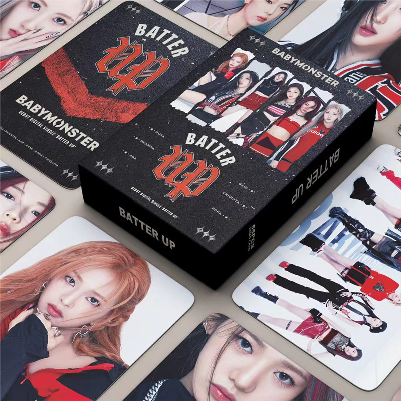 BABYMONSTERグッズ フォト カード 55枚 セット トレカ BATTER UP 写真 全員 フォトカード K-POP 韓国 アイドル  ベイビーモンスター 応援 小物 LOMOカード