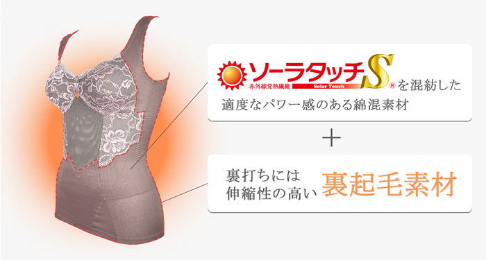 twin cross 【あったか】インナー ノンワイヤー 発熱素材 裏起毛