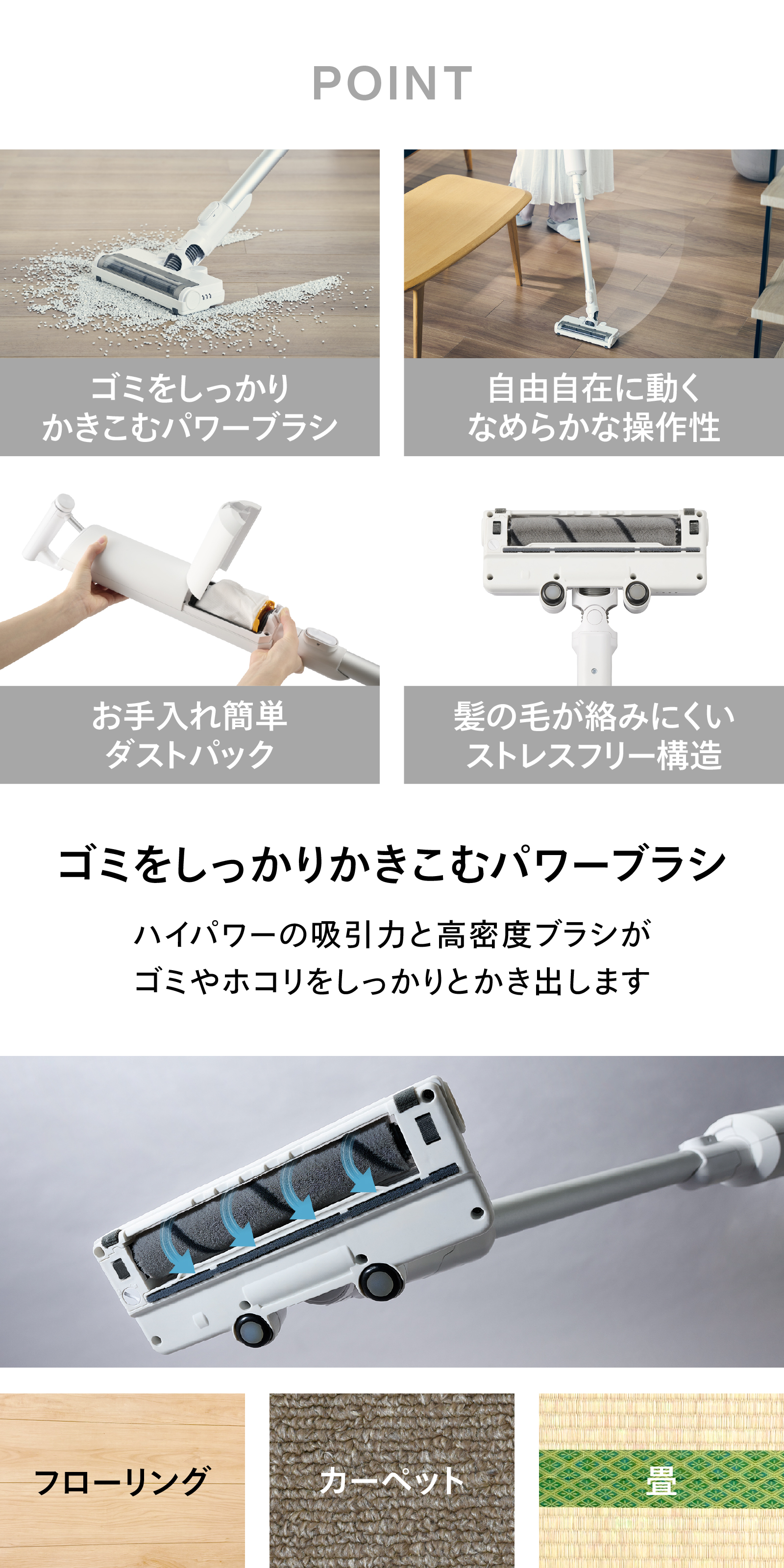 コードレススティック型クリーナー ETC-EB65W 商品説明画像2