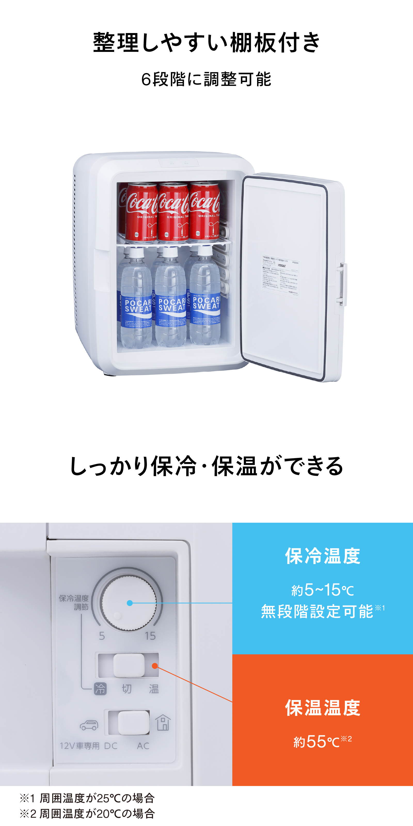 ツインバード（TWINBIRD） 冷温庫 ポータブル冷蔵庫 20L 2電源式