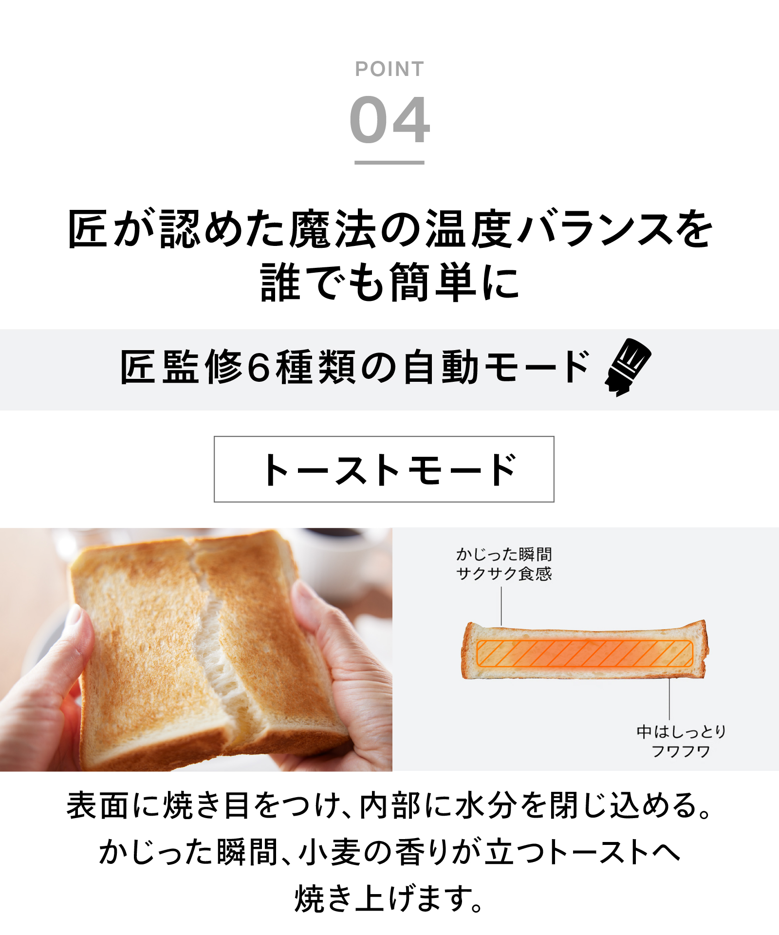 ポイント4匠のオートトーストモードについての画像