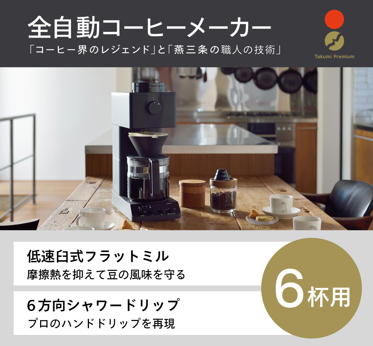 6杯用 全自動コーヒーメーカーブラック ホワイト