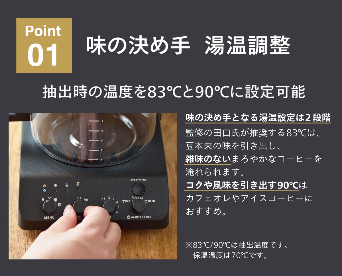 ポイント1 味の決め手湯温調節