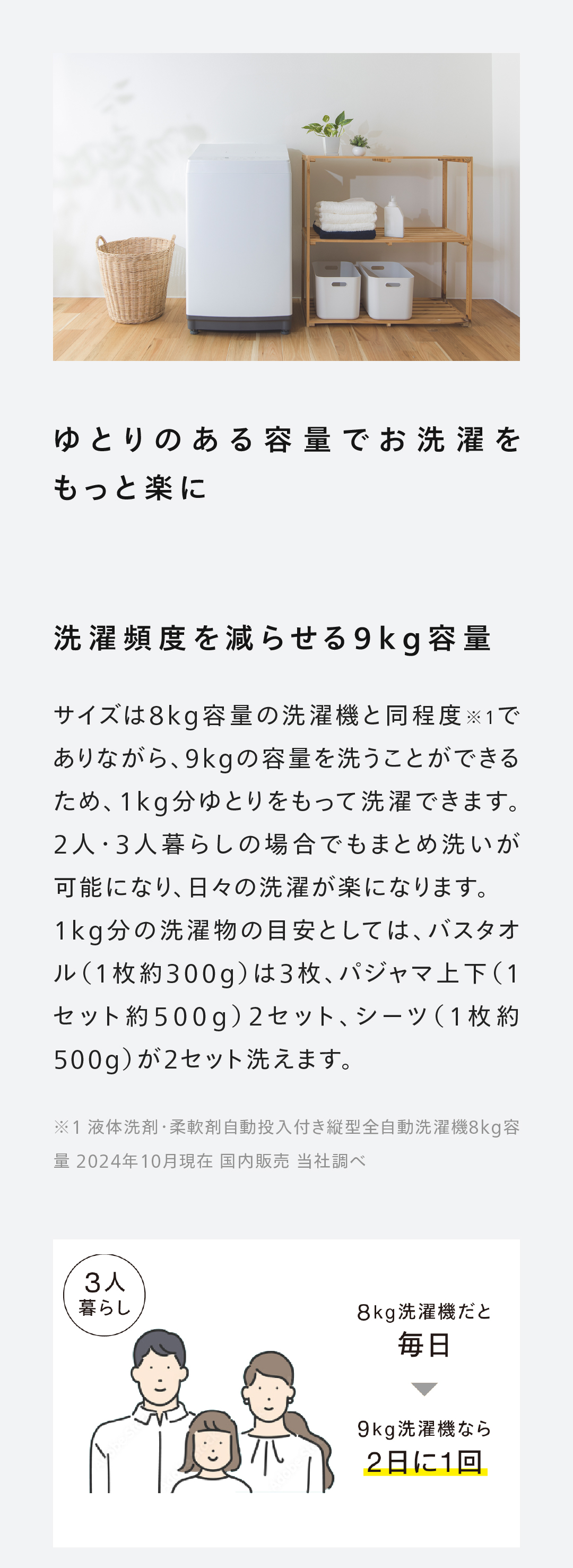 ツインバード（TWINBIRD） 【公式】 洗濯機 9.0kg WM-EA90W ホワイト